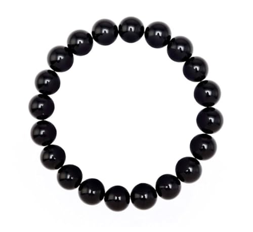 Adabele 1pc Natural Stretch Gemstone Bracelet 8mm (0.31") Bead 7" to 8.5 inch Healing Crystal Energy Quartz Chakra Jewelry Women Unisex Birthday Gift - color: Black Agate, size: 8.5 inch