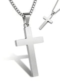 Cross Necklace for Men Silver Premium Alloy Solid Color Cross Pendant Necklace for Men Women Teens - color: Silver-Stainless Steel-28inch