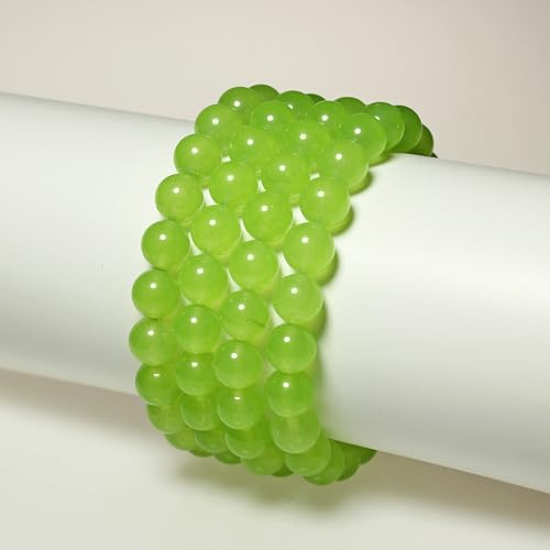 MJDCB Stone Beads 12mm 30pcs Round Fruit Green Jade Loose Gemstone Bead Charms for Jewelry Making Bracelet Necklace Earring Pendant - color: Fruit Green Jade, size: 12mm