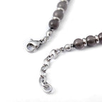 Ganbatte Handmade Beaded Bracelet, Natural Stone and Silver Stainless Steel, Boho Style Women's Jewelry - color: Obsidian/Black Ice