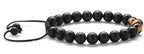Hamoery Men Women 8mm Tiger Eye Stone Beads Bracelet Elastic Natural Stone Yoga Bracelet Bangle - color: Matte Tiger eye-21018