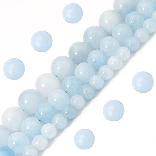 60pcs 6mm Natural Blue Aquamarine Gemstone Beads Energy Healing Crystal Round Loose Stone Beads for Jewelry Making, DIY Bracelets Necklaces - color: Blue Aquamarine, size: 6mm