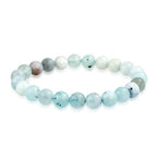 Bling Jewelry Natural Multi Color Semi Precious Gemstone Round Bead 8MM Strand Stackable Stretch Bracelet For Women Men Teen Unisex - color: Aquamarine