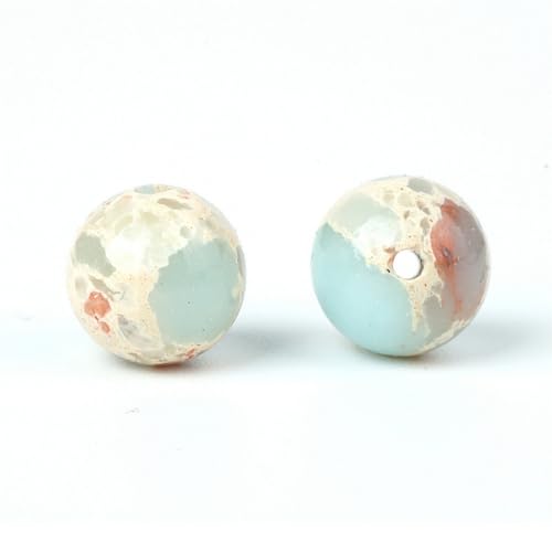 100Pcs Natural Stone 6mm Azure Imperial Jasper Round Loose Gemstone Energy Healing Beads Hole Size 1mm DIY Smooth Beads for Bracelet Necklace Earrings Jewelry Making - color: Azure Imperial Jasper, size: 6mm
