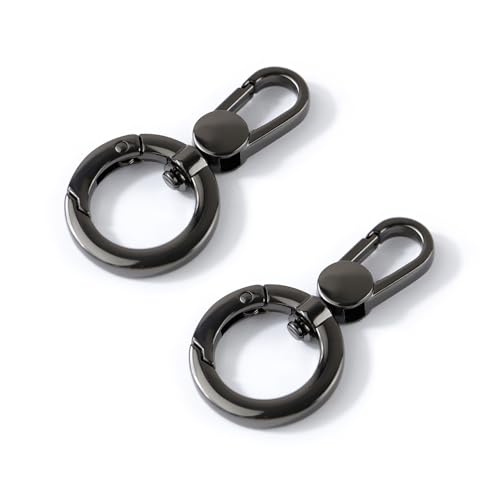 2pcsDouble Opening Snap Hooks,Push Gate Snap Hook Metal Swivel Lobster Claw Clasp Purse,Backpack,Bag Strap,Keyring,Phone case (Gun Black) - color: Gun Black