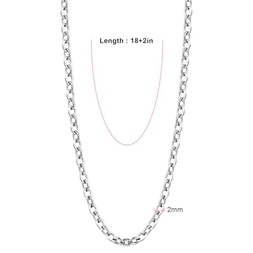 24PCS Cable Necklace Chains for Jewelry Making 2MM Stainless Steel Cable Cross Link Chains Bulk for DIY Necklace - color: stainless steel(2mm/18 inches)