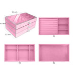 Clear Acrylic Velvet Jewelry Organizer with 3 Drawers, Stackable Display Storage Earrings Necklace Rings Bracelets Box Holder Case for Women, Pink - color: Pink