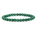 Angelstones Handmade Natural Healing Gemstone 6mm Round Beads Stretch Crystal Bracelet 7 Inch Unisex - color: Malachite