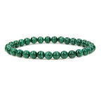 Angelstones Handmade Natural Healing Gemstone 6mm Round Beads Stretch Crystal Bracelet 7 Inch Unisex - color: Malachite