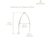 BEADNOVA V Shape Ear Wire Long Earring Wire Earring Hook for Dangle Earwire Making Jewelry Making Ear Post DIY (Silver 43mm, 10pcs) - color: Silver