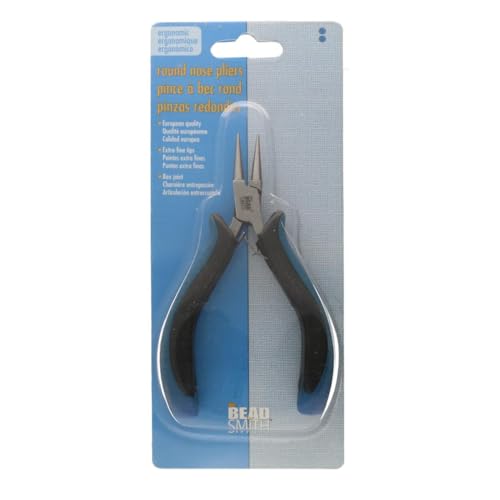 The Beadsmith Ergonomic Round Nose Pliers – 5 inches (127mm) – Comfortable Ergonomic Grip, Double-Leaf Springs & Polished Steel Head – Extra-Fine Tips for Precision to Medium Level Work - style: Round Nose