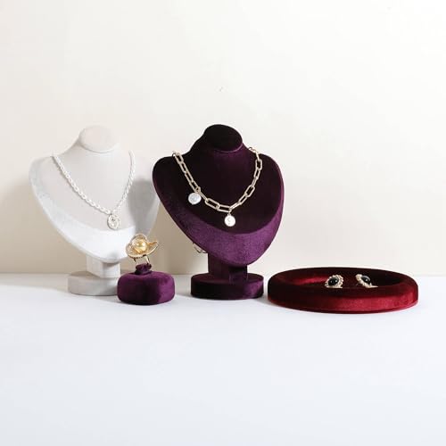 Velvet Necklace display stand for Selling, Jewelry Bust Mannequin for Show, Small Necklace Holder Stand【Purple】 - color: Purple