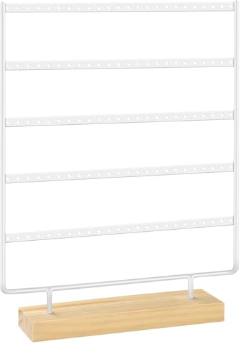 Earring Holder Organizer, Earring Display For Vendors, Earring Holder Organizer For Girls, Women, Organizers and Storage, white Jewelry stand(5 Tiers & 120 holes) - color: White