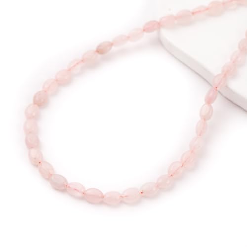 6×8mm Natural Rose Quartz Gemstone Loose Beads Flat Oval Healing Crystal Loose Stone Beads for Jewelry Necklace Bracelet Earring Craft - color: Rose Quartz
