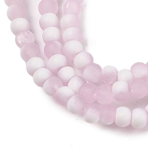 KISSITTY 50pcs Matte Beads Gradient Color Glass Frosted Crystal 4mm Rondelle Pink Bead Center Drilled Loose Craft Beads for Jewelry Making Earring Bracelet Necklace DIY Crafts - color: Pink