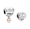 Mother Heart Charms for Bracelets Love Mom Flowers Charm Jewellery for Women - style: Mom 2-piece set