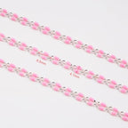 YOUBEIYEE 2 Meters Silver Plated Chain for Jewelry Making Pink Enamel Chain Roll Brass Chains Bulk with Jump Rings and Lobster Clasps - color: Pink Silver