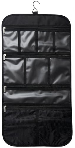 Freegrace Premium Hanging Toiletry Bag for Travel - Cosmetic, Jewelry, Toiletry, Makeup & Accessory Storage Organizer Bag, Large Size for Women & Men - color: Black