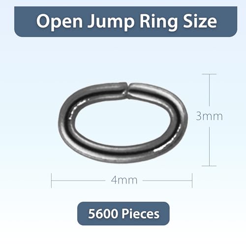 Mandala Crafts 5600 Pcs Oval Gunmetal Jump Rings Kit - 4X3mm, 0.5mm Wire, Nickel &, Tarnish & Rust Resistant, Ideal for Jewelry Making & Crafting - color: Gunmetal, size: 4X3mm