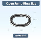 Mandala Crafts 5600 Pcs Oval Gunmetal Jump Rings Kit - 4X3mm, 0.5mm Wire, Nickel &, Tarnish & Rust Resistant, Ideal for Jewelry Making & Crafting - color: Gunmetal, size: 4X3mm