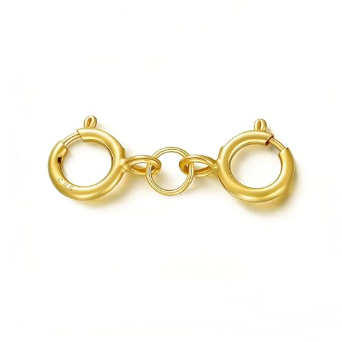14K Yellow Gold Jewelry Clasp Necklace Extender, Double Lobster Clasp Bracelet Extension Connector for DIY Necklace Bracelet Anklet Jewelry Making, 14K Gold Double Spring Clasp (Style 3) - style: Style 3