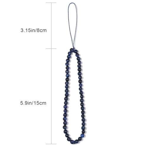 Semi-Precious Gem Stones Beaded Phone Charm Cell Phone Lanyard Wrist Strap Handmade Natural Gemstone Phone Chain string - color: Qingjin Tiger