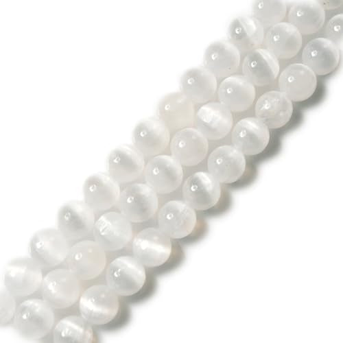 6mm Selenite Stone Beads Natural Crystal Gemstone Round Loose Beads for DIY Jewelry Making 15"/Strand - color: Selenite, size: 6mm