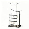 LAMU Jewelry Organizer, 5 Tier Jewelry Stand Display with Anti Entanglement Necklace Holder Tree, Height Adjustable Stroage for Earrings Rings Studs Bracelet, Valentines Day Gifts for Women, Black - color: Black