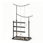 LAMU Jewelry Organizer, 5 Tier Jewelry Stand Display with Anti Entanglement Necklace Holder Tree, Height Adjustable Stroage for Earrings Rings Studs Bracelet, Valentines Day Gifts for Women, Black - color: Black