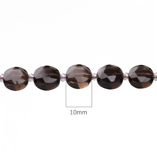 BEADIA Natural Faceted Smoky Quartz Rondelle Disk Stone Beads 10x5mm 37cm for DIY Chain Jewelry Making - color: Smoky Quartz