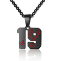 AIAINAGI Baseball Number Necklace - Stainless Steel Chain Pendant for Men Athletes 00-99 Jersey Number Gift - color: Black, style: 19