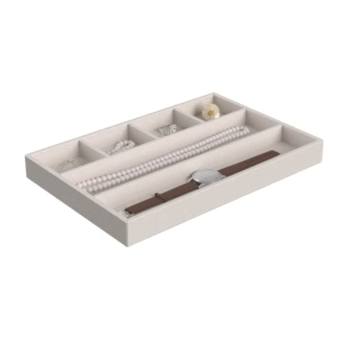 ClosetMaid Jewelry Trays, Set of 3, Stackable, Soft Velvet, Accessory Organizer for Earrings, Necklaces, Watches, Bracelets, Rings, Light Grey