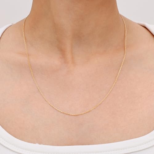 Gacimy Chain Necklace for Women, 14K Gold Plated/Silver Tone Cable Chain for Women, 1.1/1.3mm Thin Dainty Necklace Chains 16-24 Inch - size: 24 Inches, style: 1.1mm Gold
