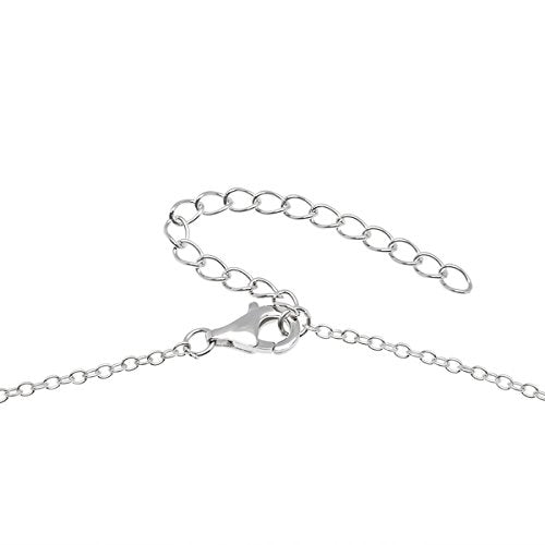 Horizontal Bar Necklace for Women, Sterling Silver or 14K Gold Plated Silver, Minimalist, CZ Diamond, Dainty Bar Pendant - Unique Jewelry Gift - style: Chain Fringe - Silver