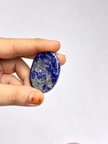 Sodalite Worry Stone – Natural Thumb Palm Stone for Mental Clarity, Focus & Emotional Balance – Pocket Crystal for Meditation & Calm - color: Sodalite