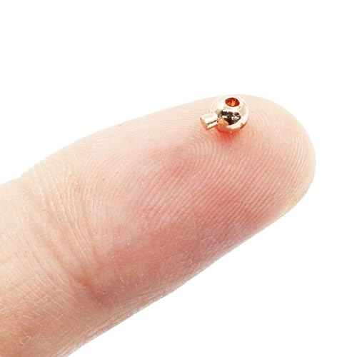 20Pcs Rose Gold Crimp Beads 3mm Loose Rondelle Spacer Beads Metal Bead Spacers for DIY Bracelet Necklace Jewelry Making - color: Rose Gold, Round