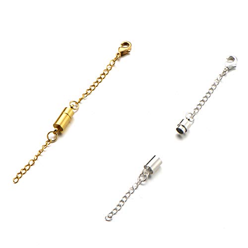 Zpsolution Magnetic Necklace Clasps with Extender Chains Lobster Clasps Lead Cadmium Free and Nickel Release Free Set/2 Gold-Silver - color: Chains Glod and Silver