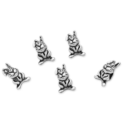 40pcs Cute Bunny Rabbit Large Hole Animal Loose Beads (4.5mm Hole) Antique Silver Metal Spacer for DIY Craft Jewelry Making MEC-A5 - size: Bunny/Rabbit