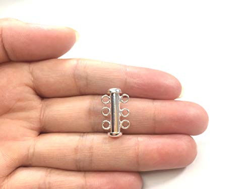 1pc Adabele Authentic 925 Sterling Silver 3 Strands Multi-Strand Slide Lock Tube Clasp Set 20mm Hypoallergenic Nickel Free for DIY Layering Jewelry Making SS116 - color: Sterling Silver, size: 3-Strand clasp - 1pc