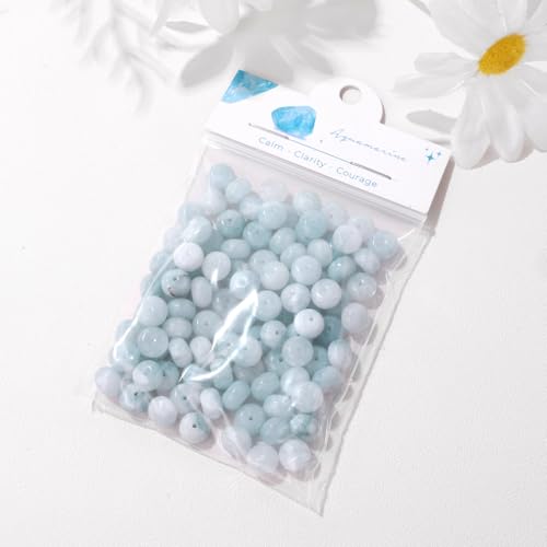 Raicegs 100pcs 5×8mm Rondelle Aquamarine Beads Natural Gemstone Beads Abacus Disk Stone Loose Beads for Jewelry Making DIY Bracelets Necklace - color: Aquamarine, size: 5×8mm Rondelle