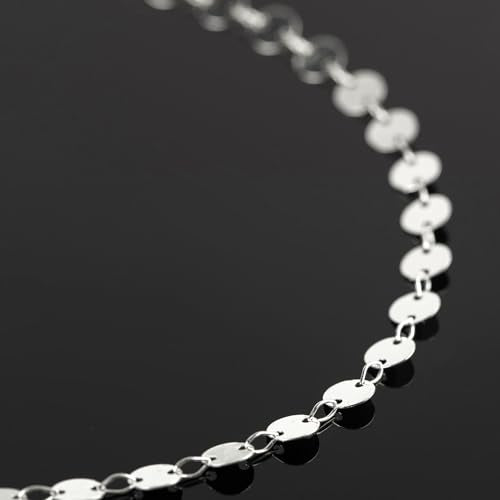 YOUBEIYEE 16.4 Feet Silver Sequin Chains for Jewelry Making Silver Plated Brass Jewelry Chain Roll with Jump Rings and Lobster Clasps - color: Sequin