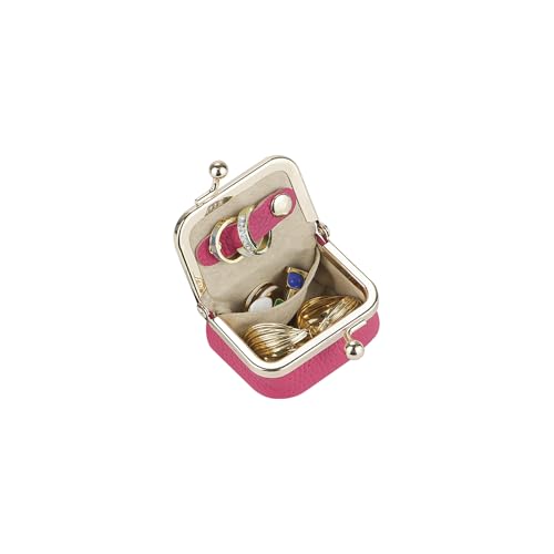 Royal Bagger Genuine Cow Leather Mini Jewelry Box Women's Coin Purse Solid Color Kiss Lock Change Pouch Casual Style Small Storage Bag for Women 1894 (New Black1) - color: New Black1