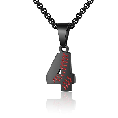 AIAINAGI Baseball Number Necklace - Stainless Steel Chain Pendant for Men Athletes 00-99 Jersey Number Gift - color: Black, style: 4