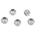 20pcs Peace Beads Large Hole Loose Round Bead (4.5mm Hole) Antique Silver Metal Spacer for DIY Craft Jewelry Making MEC-C8 - size: Peace Bead