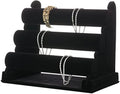 ChezMax Triple Tier Jewery Display Removable Bracelet Holder Jewelry Stand Necklace Stand Jewelry Towers and Watch Holder for Home Organization - color: B- Black Velvet