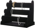 ChezMax Triple Tier Jewery Display Removable Bracelet Holder Jewelry Stand Necklace Stand Jewelry Towers and Watch Holder for Home Organization - color: B- Black Velvet