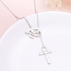 Long Necklace Sterling Silver Larait Bar Y Lariat Long Chain Drop Adjustable Necklace Gift for Her, 30" - style: Long Eye of Horus Necklace