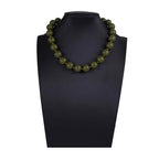 Caiyao Bohemian Colorful Acrylic Round Beaded Choker Necklaces Handmade Adjustable Resin Beads Clavicle Rope Necklace for Women Men Ethnic Costume Party Vacation Jewelry Gifts - color: Olive green