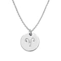 925 Sterling Silver Zodiac Necklace Disc Charm Necklace Gift for Your Wife Girlfriend or Family Member - style: Aries