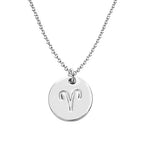 925 Sterling Silver Zodiac Necklace Disc Charm Necklace Gift for Your Wife Girlfriend or Family Member - style: Aries